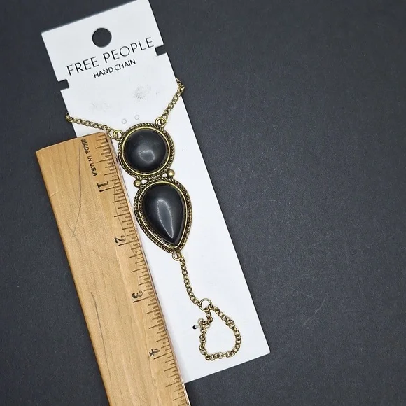 Onyx stone hand chain bracelet ring combination jewelry accessory - Picture 11 of 14